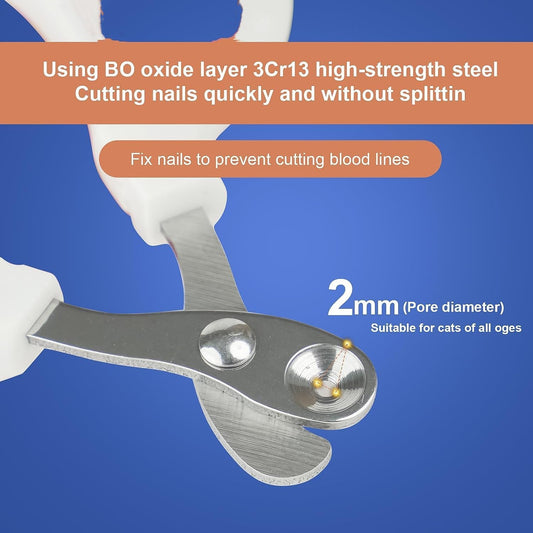 Cat Nail Clippers with Safety Cut Hole – Sharp Angled Blade Paw Trimmer for Safe Grooming