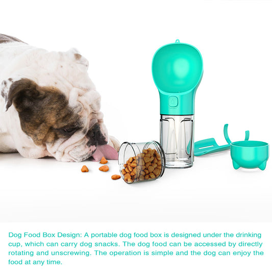 3-in-1 Portable Dog Water Bottle with Feeder Bowl & Waste Bag Storage – Travel Pet Hydration Bottle